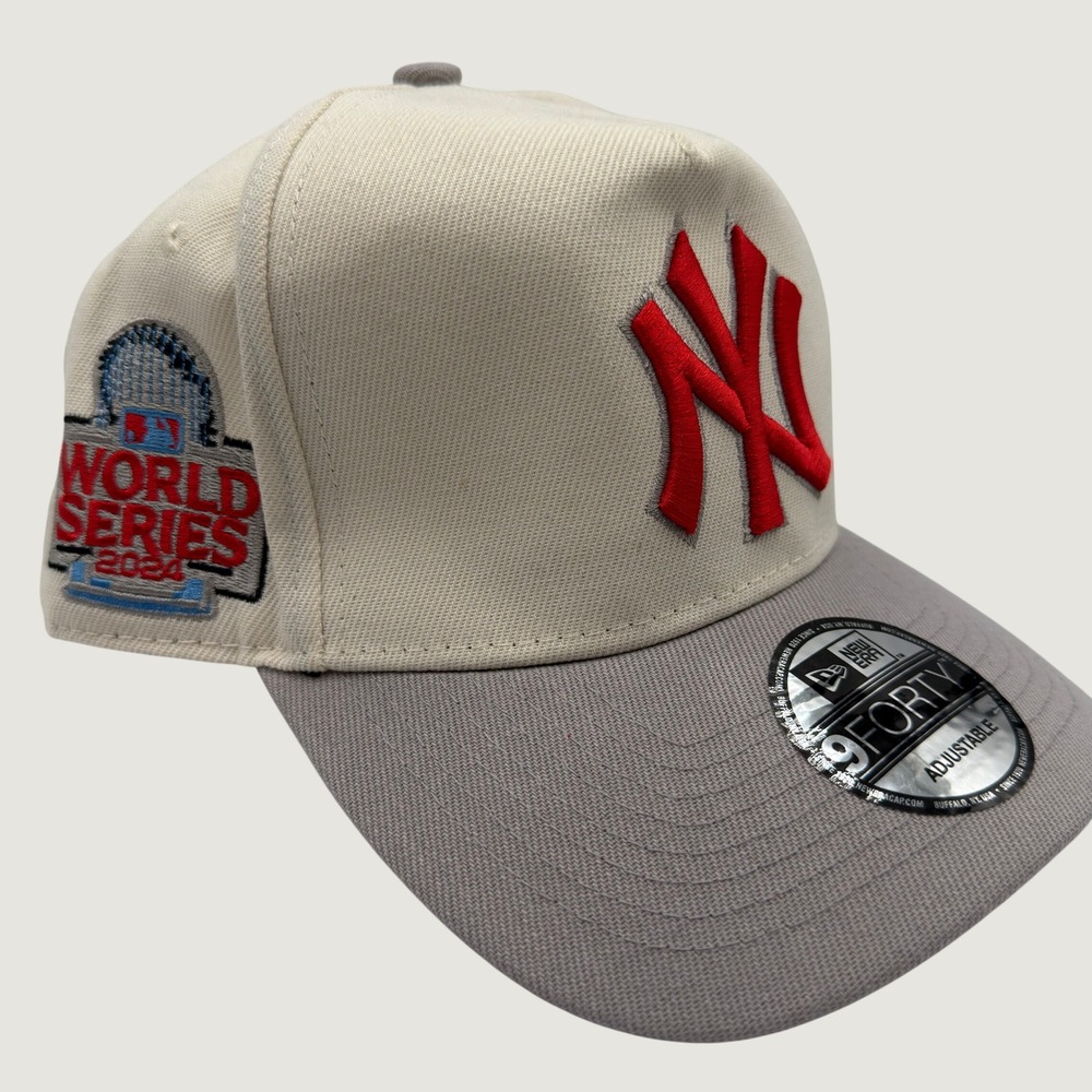 New York Yankees New Era 9FORTY 2024 World Series Side Patch Hat Cream Grey Red